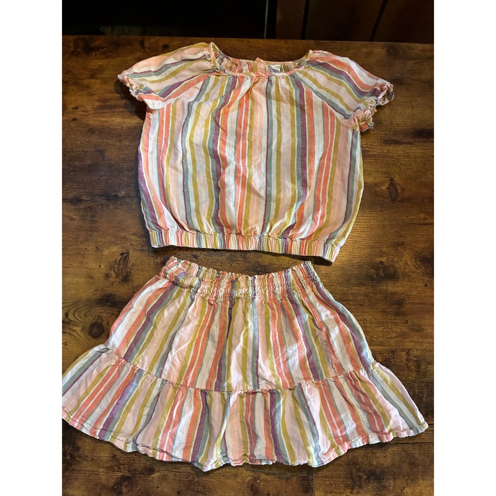 Carter's 2-Piece Skirt Set Kids 8 Multicolor Excellent Striped Boho Ruffle